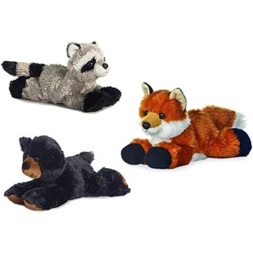 Aurora Rascal Raccoon Foxie Fox Sullivan Black Bear Mini Flopsie 8" Bundle