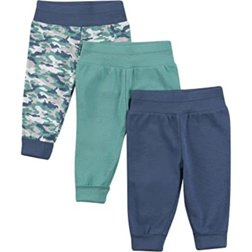 Hanes Pants, Flexy Soft Knit Pull-on Sweatpants, Stretch Joggers for Babies & Toddlers, 3-Pack