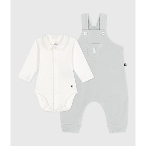 Babies' dungarees in plain cotton with stylish details - 6 mos