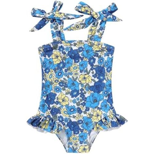 YOUNGER TREE Toddler Swimsuit Girl Color Block Stripe One-Piece Swimwear Baby Girl Bathing Suits
