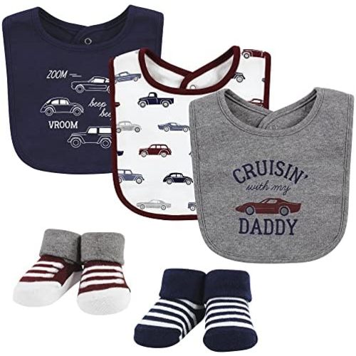 Hudson Baby Unisex BabyCotton Bib and Sock Set