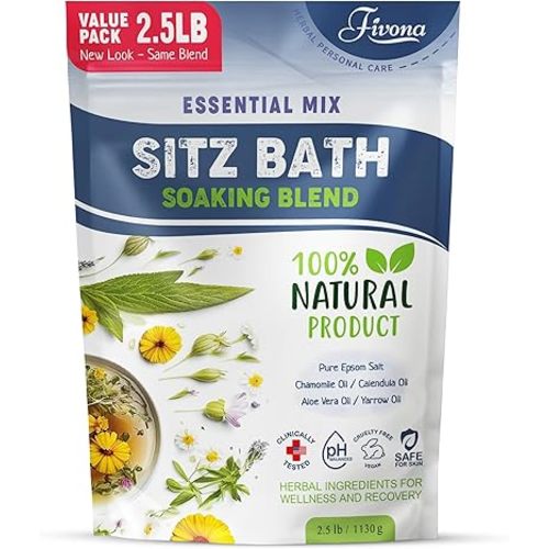 Hemorrhoid Treatment 40oz Sitz Bath Salts Postpartum Soaking Blend Epsom Salt Soak with All Natural Oils for Self Care Bartholin Cyst Treatment, Large Value Pack