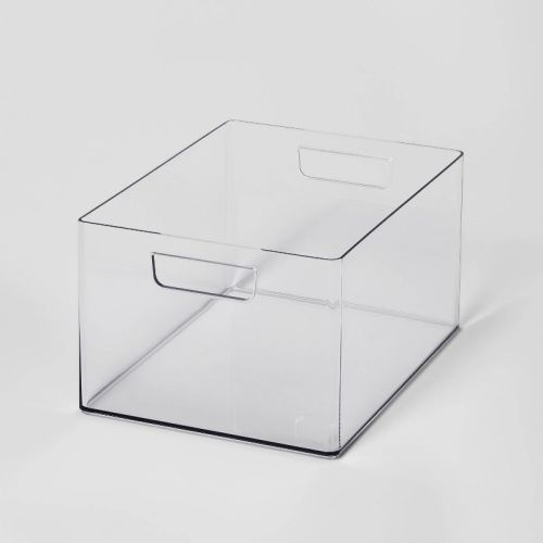 Large Bathroom Organizer Bin With Handles Clear - Brightroom™: Petg, 6.5" Height, 12" Depth, 9" Width, Organizing Bin