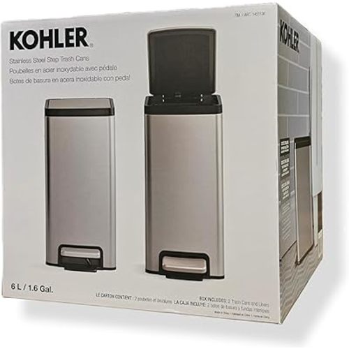 Kohler 2-Pack 6L Stainless Steel Step Trash Bin
