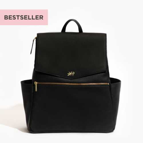 Ebony Classic Diaper Bag II | Black Vegan Leather Diaper Bag Backpack – Freshly Picked
