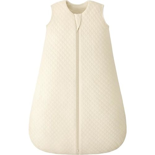 Baby Sleep Sack 6-12 Months 2.5 TOG, Winter Cotton Sleep Sacks Newborn and Infant, Warm Quilted Baby Wearable Blanket, Baby Sleeping Bag with 2-Way Zipper Beige 1 Pack