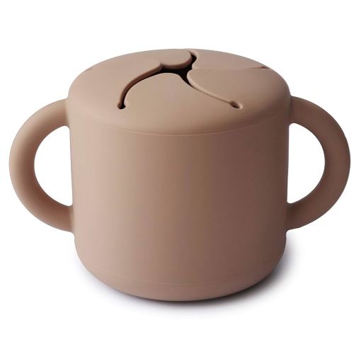 mushie Silicone Snack Cup | Spill Proof Food Container for Toddler and Baby (Natural)
