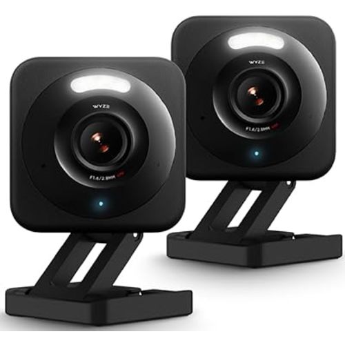 WYZE Cam v4, 2.5K HD WiFi Smart Home Security Camera, Indoor/Outdoor, Pet/Baby Monitor, Motion Activated Spotlight/Siren, Color Night Vision, 2-Way Audio, Works with Alexa & Google, Black, 2 Pack