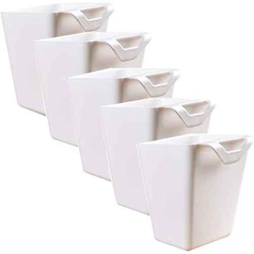 5pcs Hanging Cup Holder,Rolling Cart Accessories Utility cart Accessories Hanging Bins,Hanging Flower Pots,Space Saver,Storage Bucket Desktop Container,Make Up Pencil Holder White