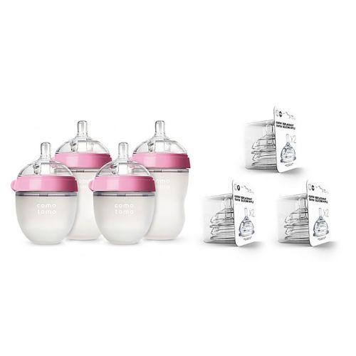 comotomo® 7-Piece Baby Bottle Gift Set in - Pink