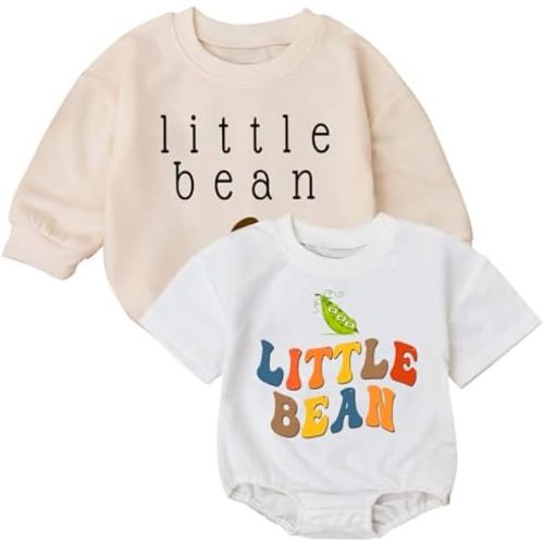 2PCS Baby Boy Girls Little Bean Romper Set, Cute Toddler Outfit, Perfect for Everyday Wear, Birthday