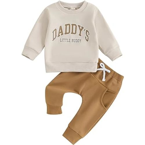 Sprifallbaby Newborn Infant Baby Boy Outfits Long Sleeve Pullover Sweatshirt Toddler Boys Pants Clothes Set Fall Winter 2Pcs