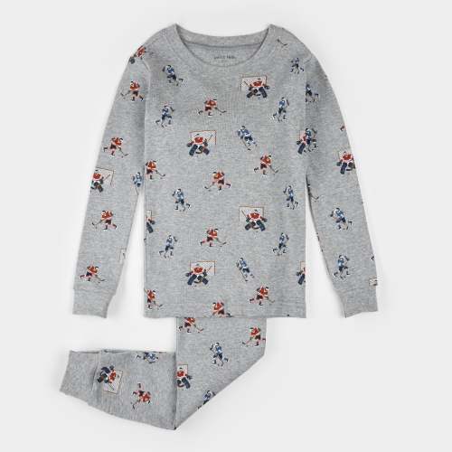 Hockey Players Print on Heather Grey PJ Set