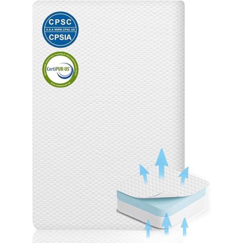 Lisara Bassinet Mattress, 41" x 29" Dual Sided Gel Memory Foam Mattress with Waterproof, Removable and Breathable Ice Silk Cover, Fit for 4moms Breeze Plus Portable Playard