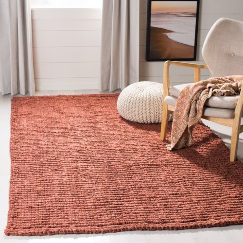 Jakwan Handmade Flatweave Jute Rust Area Rug