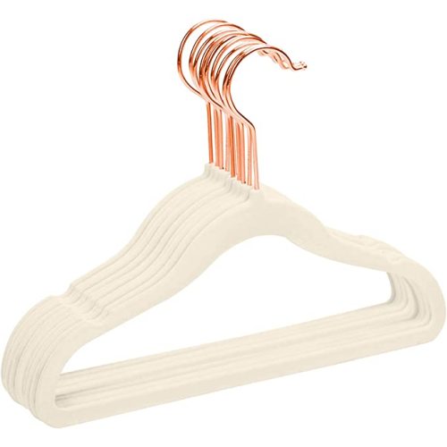 Kids Velvet Hangers (Pack of 50) with Copper/Rose Gold Hooks