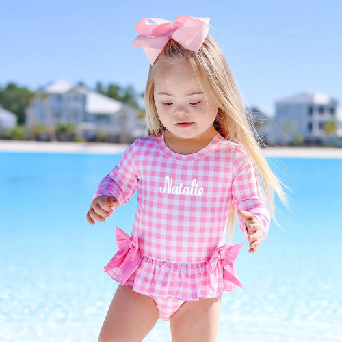 Capri Pink Rash Guard Swimsuit
