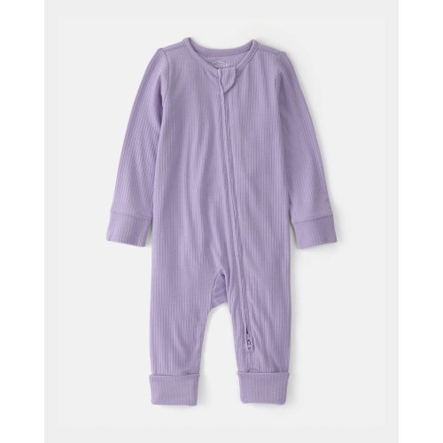 Baby Girl 2-Way Zip PurelySoft Sleep & Play Pajama - Purple | Carter's