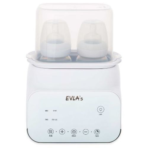 EVLA's Double Baby Bottle Warmer, Defrost & Warm Milk, Sanitize Feeding Bottles, White