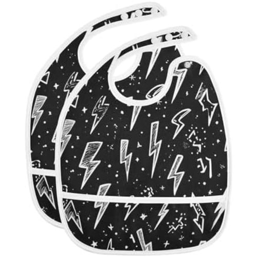 Caikeny Baby Feeding Bibs Checked Infant Drooling Bibs Food Bibs with Pocket for Toddler Girls Boys Set of 2