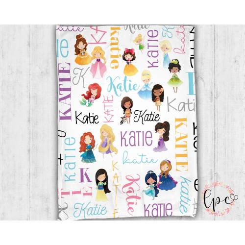Personalized Princess Baby Blanket - Custom Princess Baby Blanket - Personalized Princess Name Blanket Personalized Girl Baby Blanket