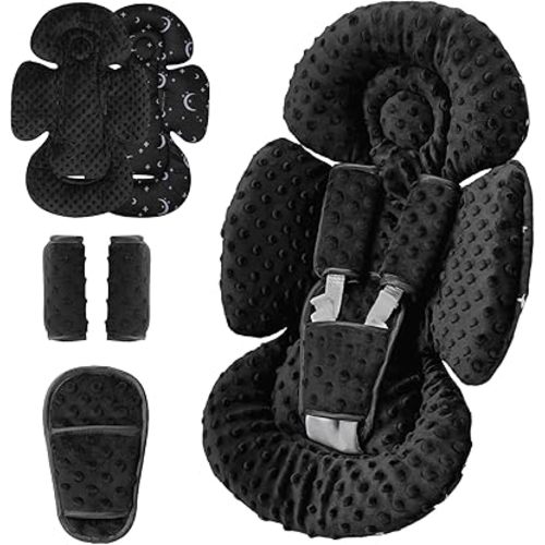 Infant Car Seat Insert Compatible with Mamaroo Swing & Graco Swing and Infant Car Seat, Newborn Insert Baby Head Body Support, Reversible Design, Breathable Soft Fabric, 1Pcs - Dot, Black