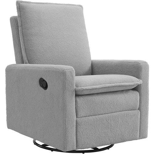 Oxford Baby Uptown Upholstered Glider Recliner Rocking Chair 360° Swivel for Nursery and Living Room - Boucle White
