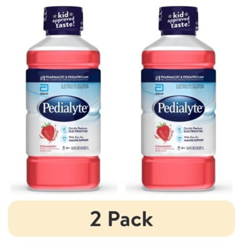 (2 pack) Pedialyte Electrolyte Drink, For Kids & Adults, Strawberry, 1 Liter