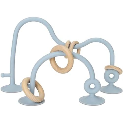 Socub Silicone Baby Sensory Toys, Montessori Educational Toys for Baby 6 12 18 Months, Parent-Child Toys with Suction Cup, 2 Pack(Dusty Blue)
