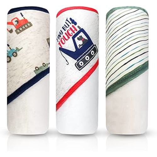 MODERN BABY 3 Pack Hooded Baby Bath Towel Set for Newborns Infants & Toddlers, Boys & Girls Baby Hooded Towels