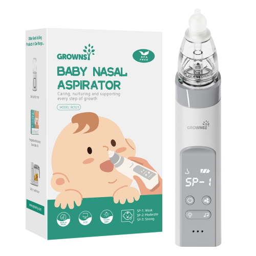 GROWNSY Baby Nasal Aspirator Nose Sucker Nose Cleaner Rechargeable, White