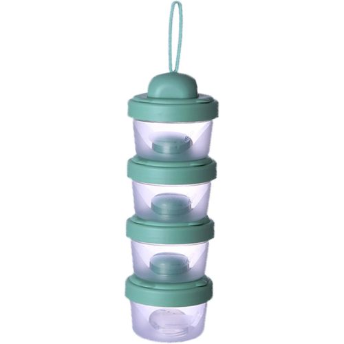 4 Layers Baby Milk Powder Formula Dispenser on The go, Baby Formula Containers for Travel, Formula Holder Mixer, Baby Feeding Snack Storage Container, Portable, Stackable, Non-Spill, BPA-Free