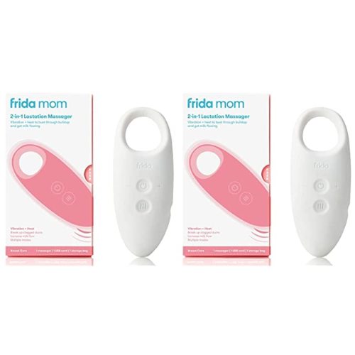 Frida Mom 2-in-1 Lactation Massager - Multiple Modes of Heat + Vibration  for Clogged Milk Ducts, Increase Milk Flow, Breast Engorgement - USB Cord
