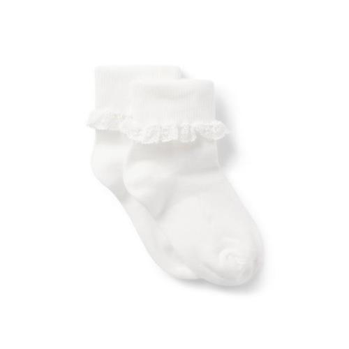 Accessories Jet Ivory Lace Trim Sock by Janie and Jack