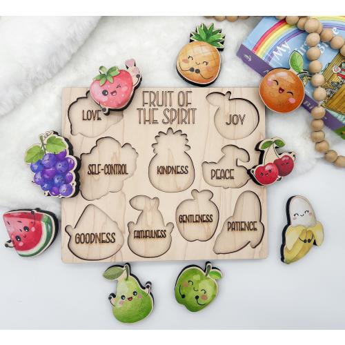 Fruit of the Spirit puzzle/ Christian gift for kids/ Montessori toy/ Wooden Bible puzzle/ educational puzzle/ gift for toddler