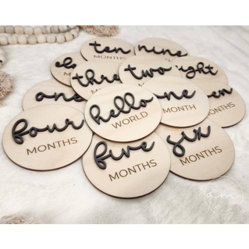 Baby Monthly Milestone Markers Wooden Boho Baby Photos Gift Milestone Disks Signs Hello World Baby Shower Milestone Cards - Etsy