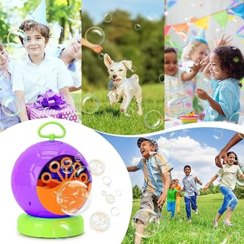 Bubble Machine for Kids, Automatic Bubble Maker, Durable and Portable Automatic 3000+ Bubble Machine for Christmas, Parties, Suitable for Indoor and Outdoor, Fansteck - Purple