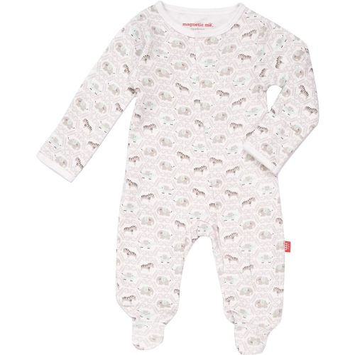 Magnetic Me Footie Pajamas - 100% Organic Cotton Baby Pajamas - Quick Magnetic Fastener Sleeper for Baby Boy and Girl - Darjeeling Dasmask - Newborn