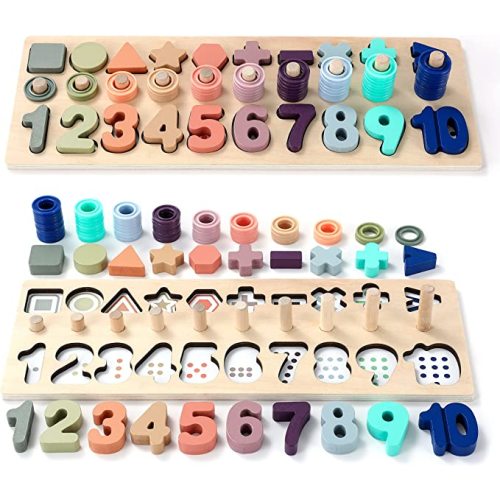 Toddler Montessori Toys Teaches Number, Counting, Math, Stacking Fun Preschool Learning Activates for Boy and Girl | 1 Year Old Boy Gifts and Beyond! (Macaron) - Macroon