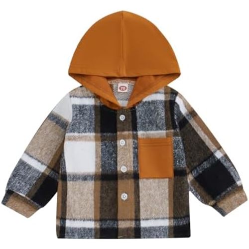 MERSARIPHY Toddler Boy Girl Jacket Button Down Plaid Flannel Baby Hoodies Fall Winter Festival Outfits for Kids