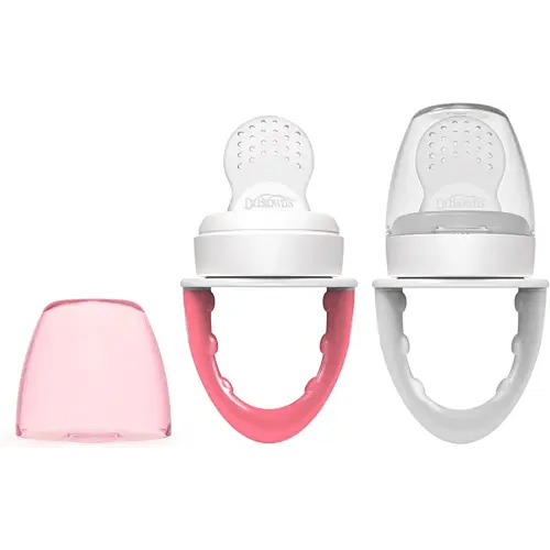 Dr. Brown's Fresh First Silicone Feeder, Pink & Grey, 2 Count