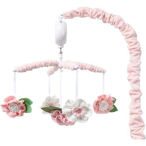 The Peanutshell Crib Mobile for Girls - Pink Musical Baby Crib Mobile with 12 Lullabies, Flower Baby Pink Floral Nursery Decor