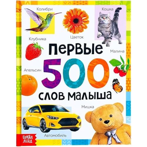 AEVVV Russian Board Book My First Words Flash Cards - Learn Russian Language for 1 Year Old Toddler - Simple/Educational Style