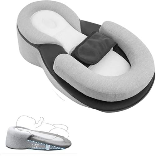 Newborn Baby Anti Spitting Slope Pillow, Baby Anti Overflow and Choking Milk, Lying in The Nursing Bed, Adjustable Slope Cushion for The Bed Pillow,Bottle Feeding, 60x40cm Detachable Pillow