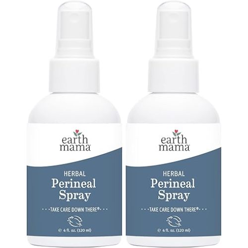 Earth Mama Herbal Perineal Spray | Safe for Pregnancy and Postpartum Recovery, Witch Hazel Natural Cooling Spray for After Birth Feminine Care Essentials, No Benzocaine or Butane, 4-Fl oz (2-Pack)