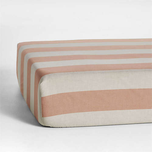Riviera Terracotta Stripe Organic Cotton Baby Crib Fitted Sheet