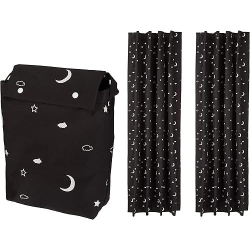 Amazon Basics Portable Blackout Curtain Shade with Suction Cups, 50" x 78", 2-Pack, Moon and Stars