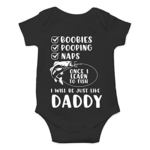 CBTwear Once I Learn to Fish I Will Be Like Daddy - Baby Clothes - Funny Newborn Bodysuit Outfits for Boys and Girls