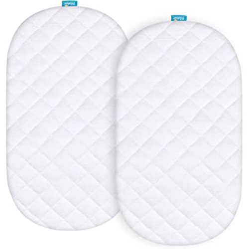 Waterproof Bassinet Mattress Pad Cover Compatible with SNOO Smart Sleeper and Simmons Kids by The Bed Twin City Sleeper Bassinet, 2 Pack, Ultra Soft Viscose Made from Bamboo Terry Surface