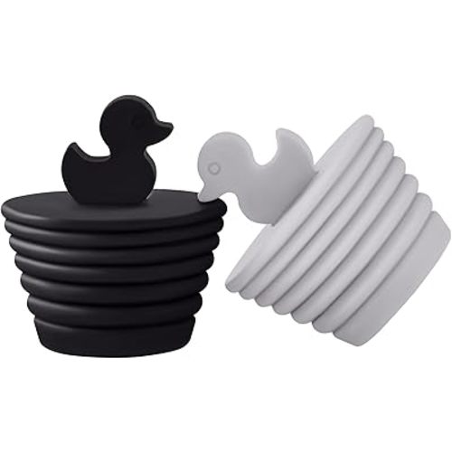 TY 2 Pcs Universal Silicone Bathtub Stopper Kitchen Plug Black&Grey